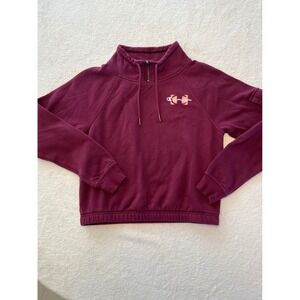 Champion Burgundy Quarter Zip Pullover Sweatshirt Women S Cropped Funnel Neck